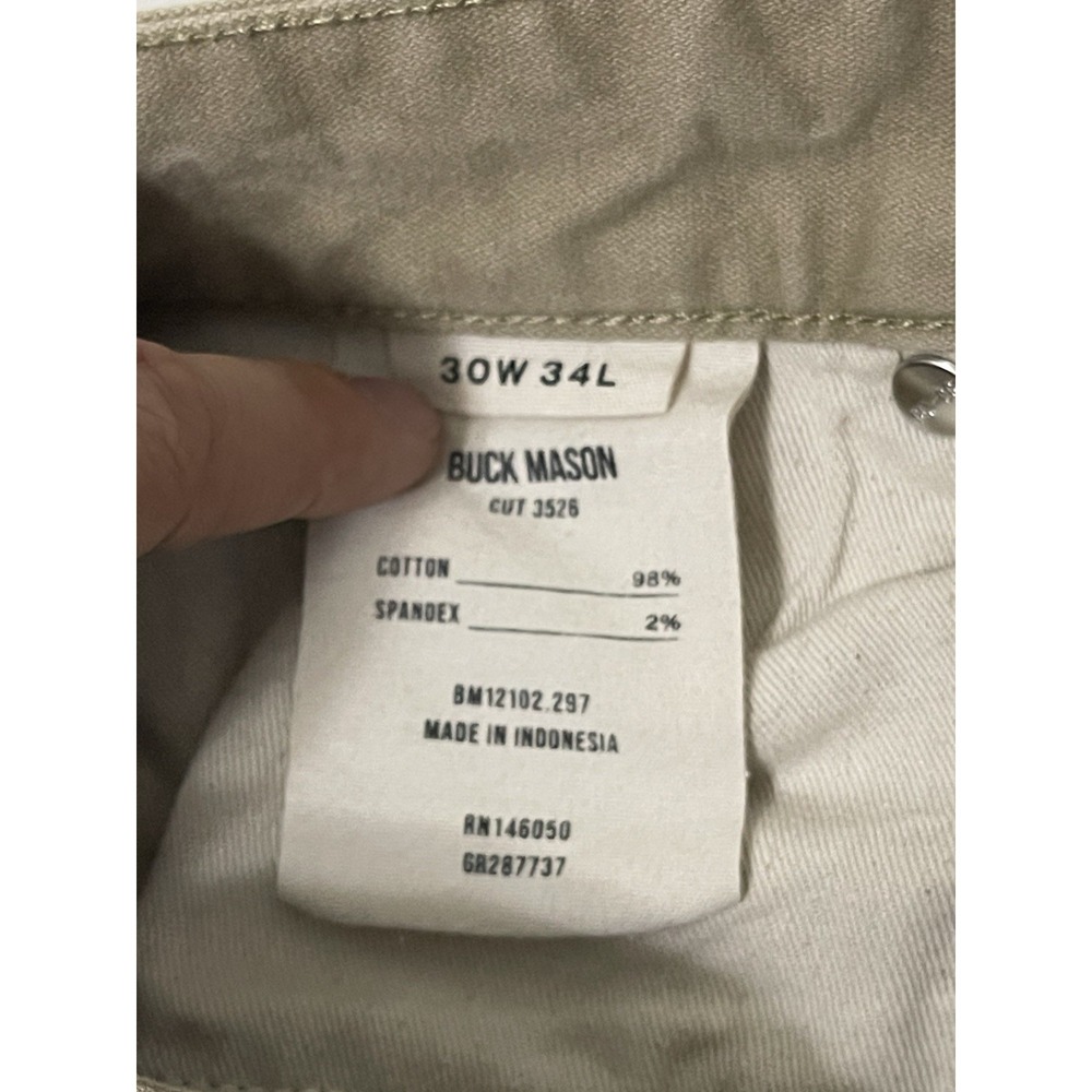Buck Mason Ford Standard Size 30x34 12 Oz Harbor Twill 98% Cotton Khaki/Tan - Picture 4 of 8